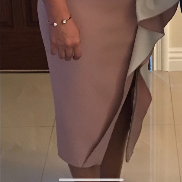 Nicole Bakti - Aida Off-Shoulder Lace Ruffled Midi Cocktail Dress US Size 10 - Picture 8 of 14